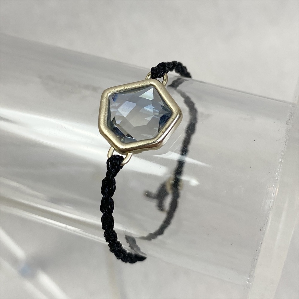Kendra Scott Hexagon Light Blue Crystal Bracelet with Black Cord